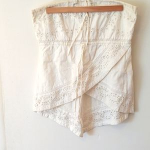 Cream strapless summer top